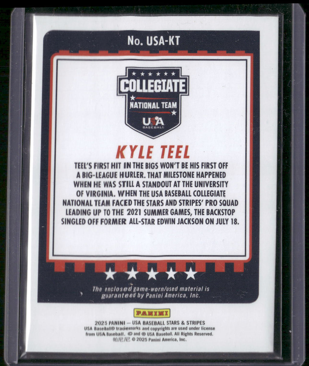 2025 Panini Stars & Stripes USA Baseball #USA-KT Kyle Teel USA Materials