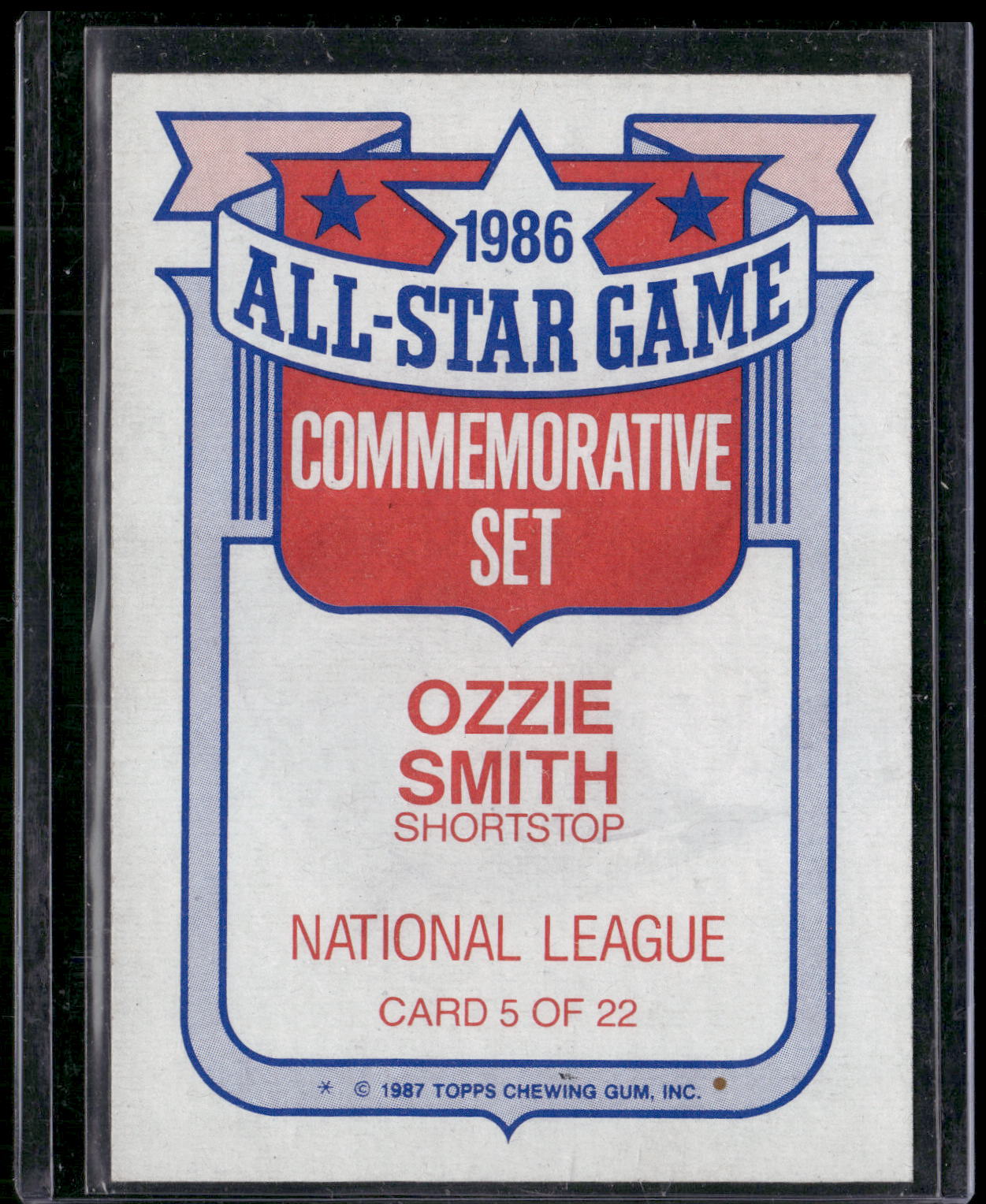 1987 Topps #5 Ozzie Smith Glossy All-Stars