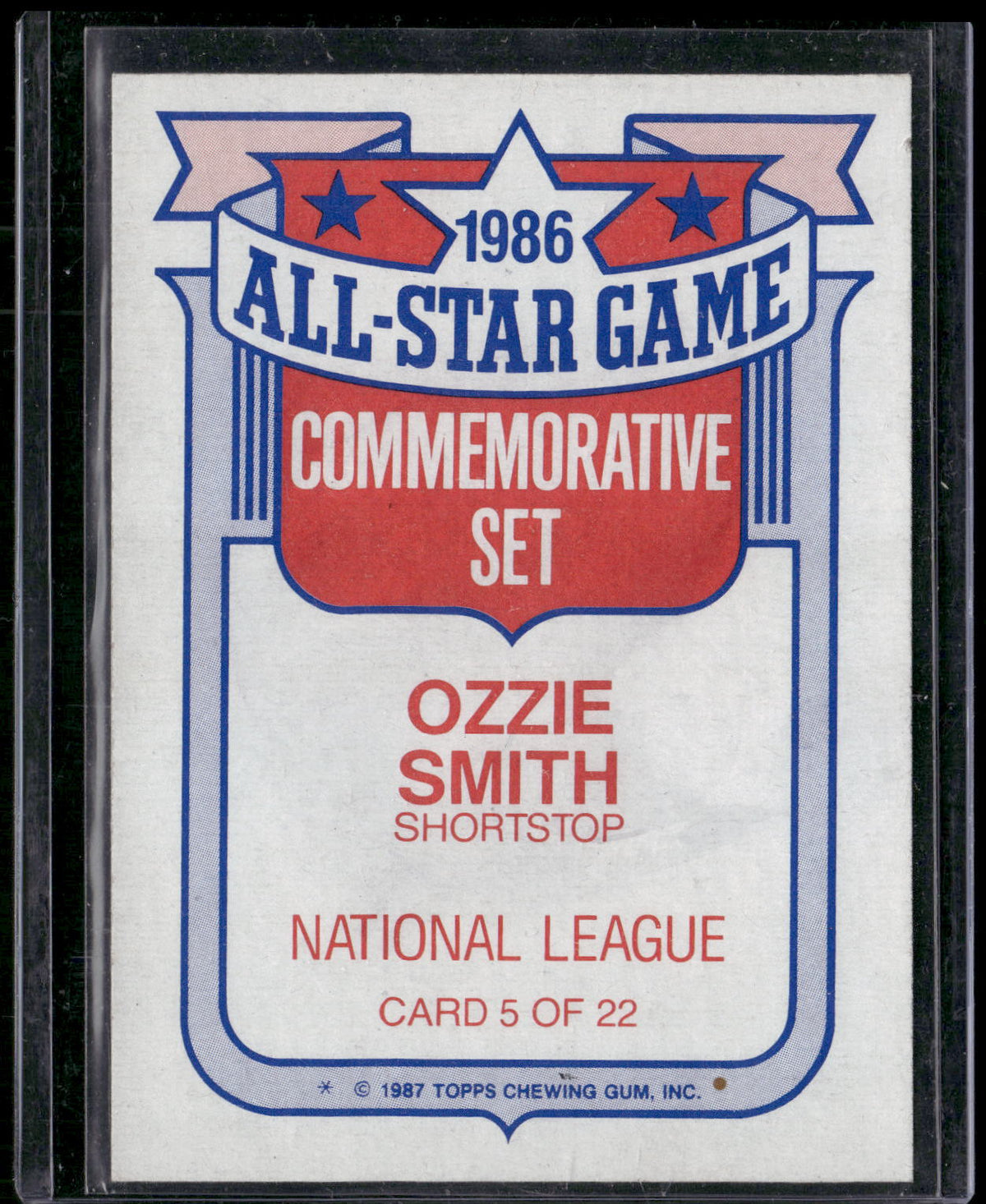 1987 Topps #5 Ozzie Smith Glossy All-Stars