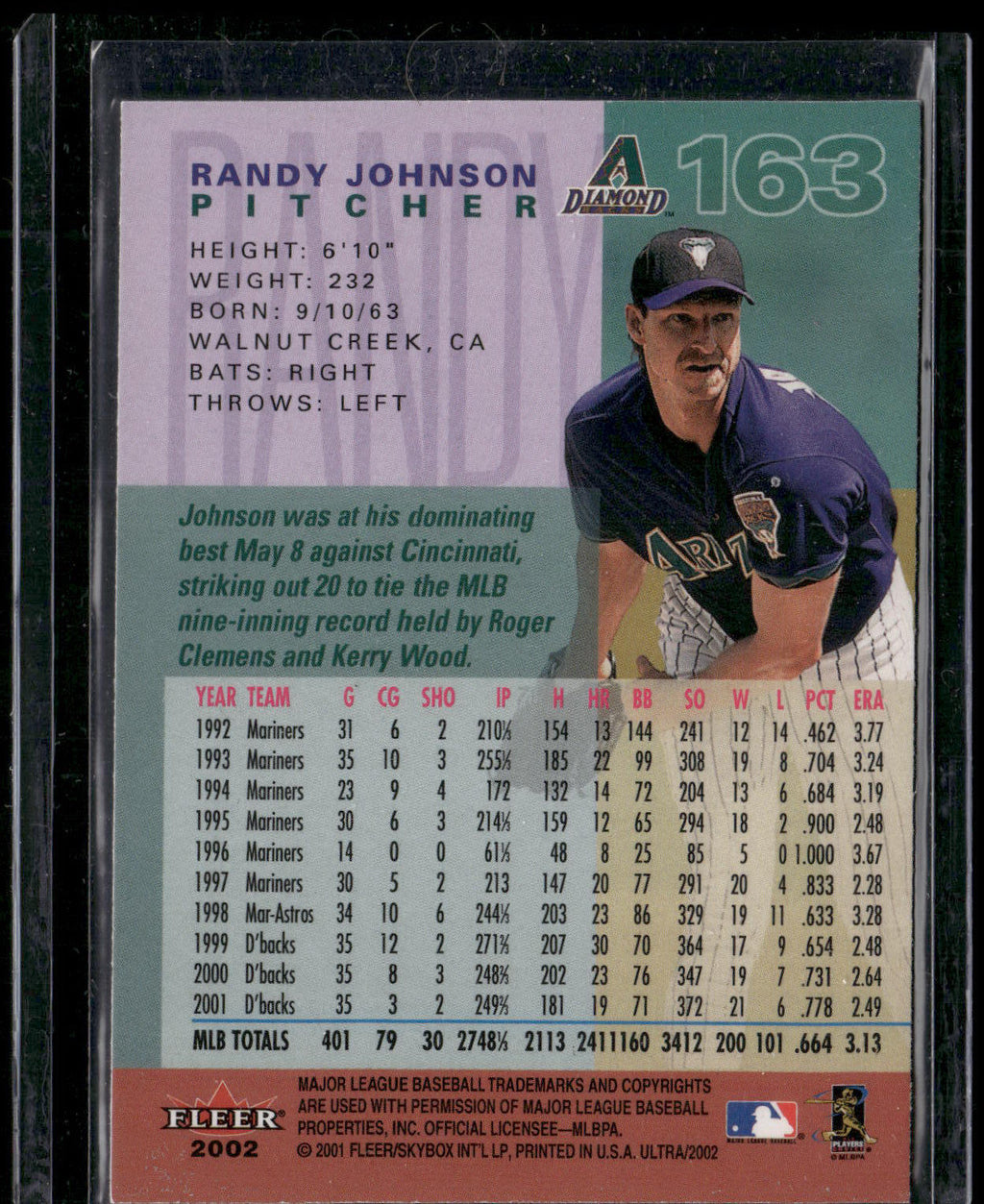 2002 Ultra #163 Randy Johnson