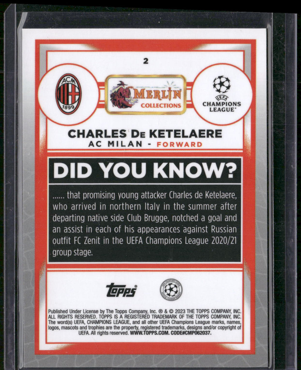 2022-23 Merlin UEFA Club Competitions #2 Charles De Ketelaere Aqua Prism
