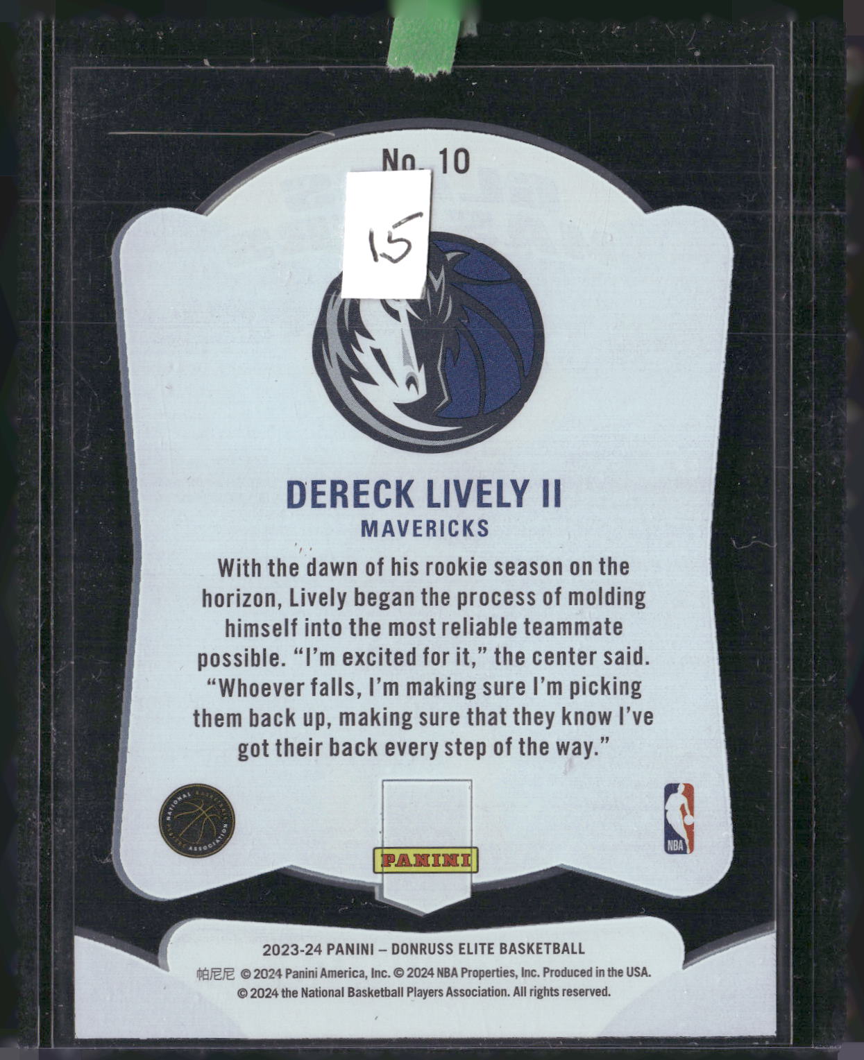 2023-24 Donruss Elite #10 Dereck Lively II Glass Masters