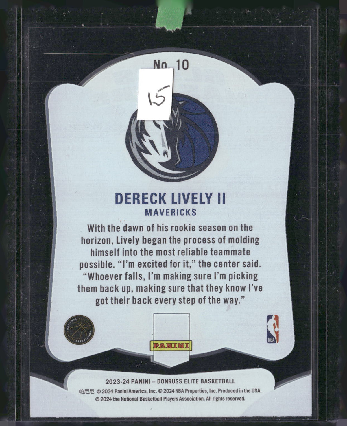 2023-24 Donruss Elite #10 Dereck Lively II Glass Masters