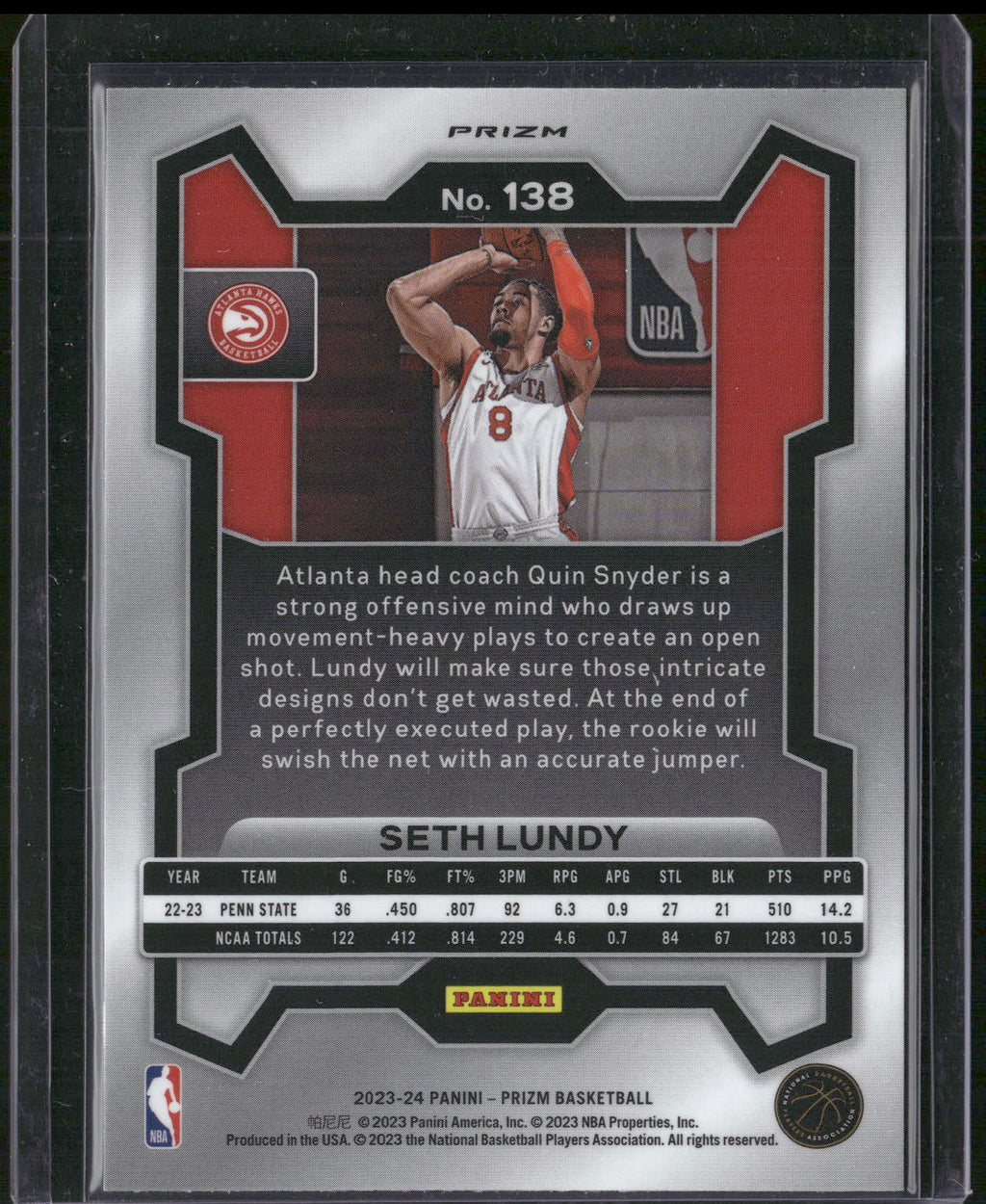 2023-24 Panini Prizm #138 Seth Lundy Prizms Red Ice