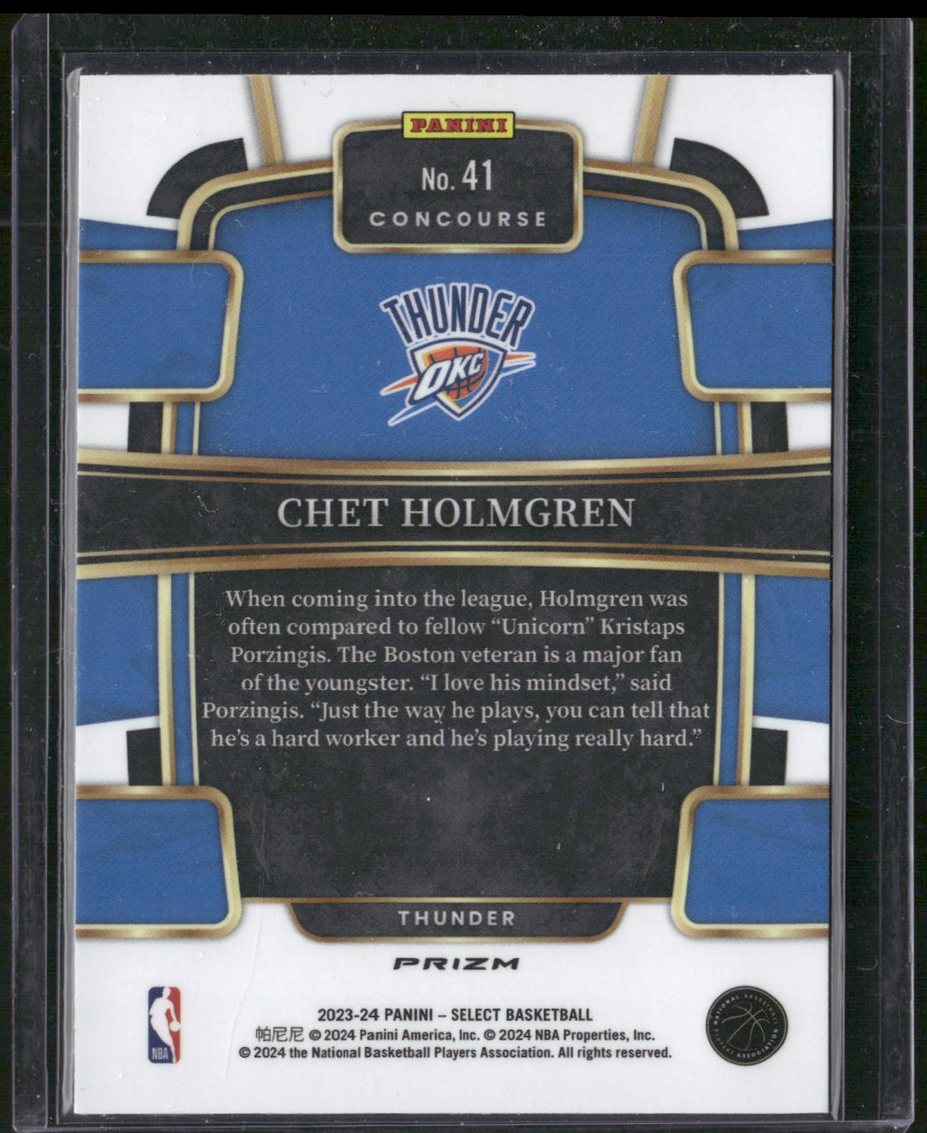 2023-24 Panini Select #41 Chet Holmgren Red Cracked Ice Prizms