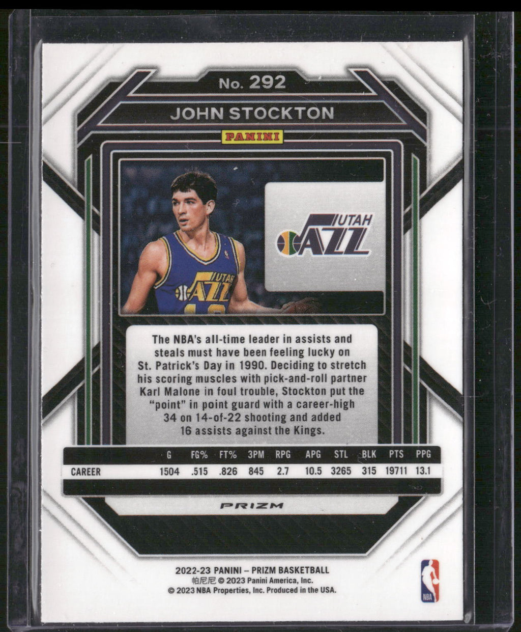 2022-23 Panini Prizm #292 John Stockton Prizms Ruby Wave