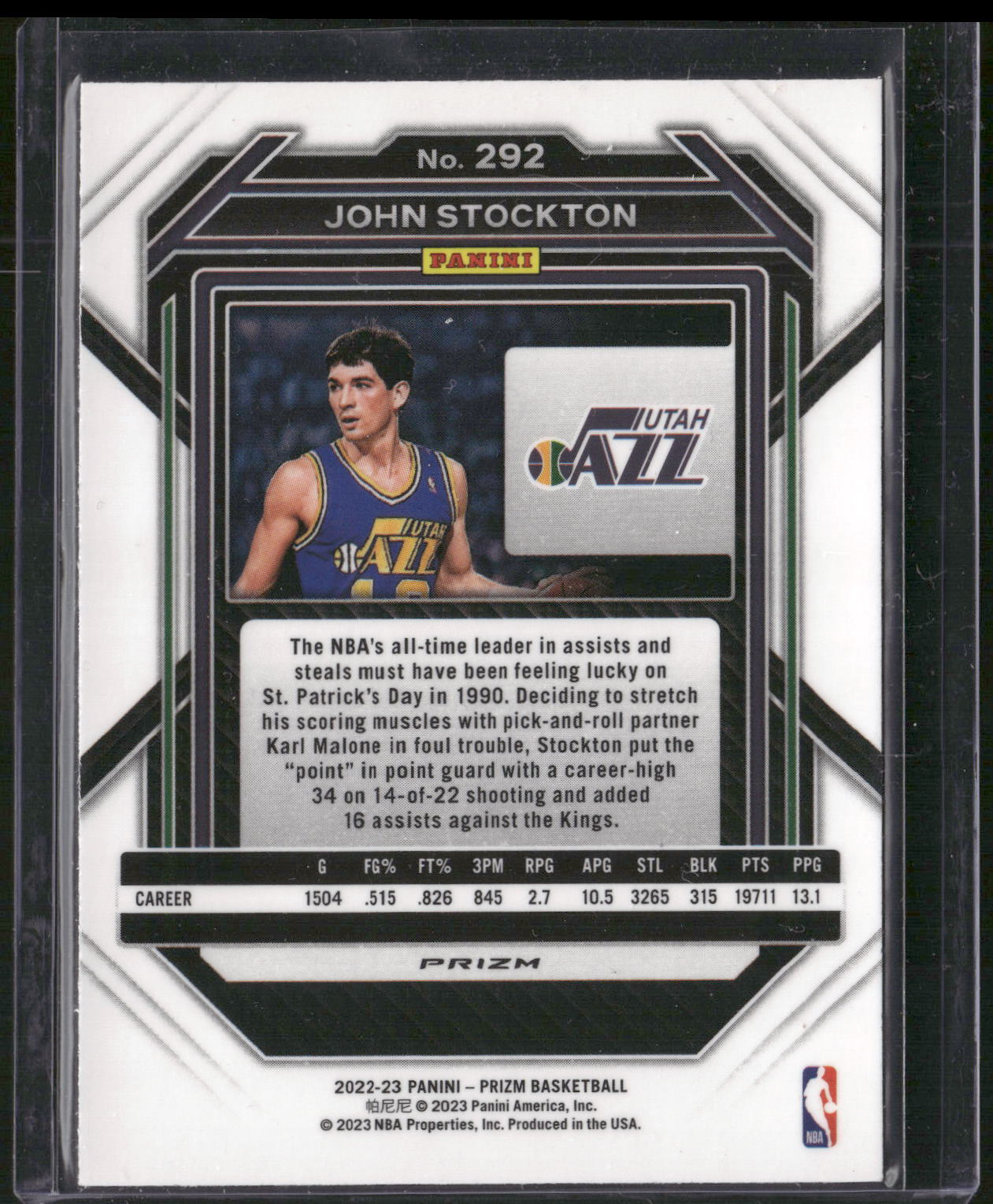 2022-23 Panini Prizm #292 John Stockton Prizms Ruby Wave