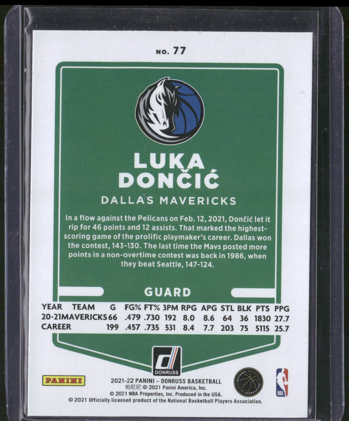 2021-22 Donruss #77 Luka Doncic