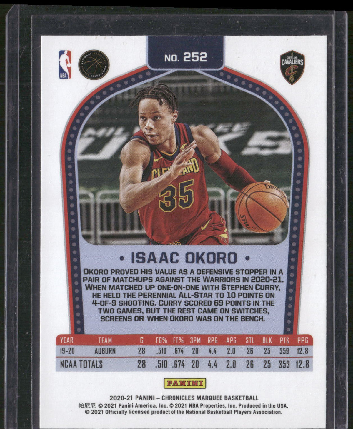 2020-21 Panini Chronicles #252 Isaac Okoro