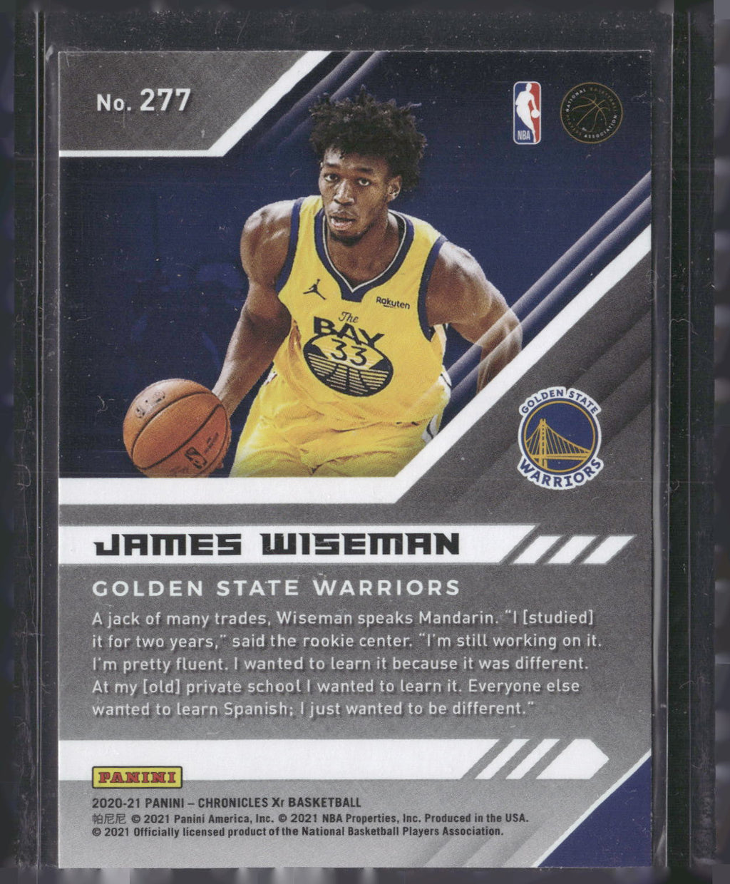 2020-21 Panini Chronicles #277 James Wiseman