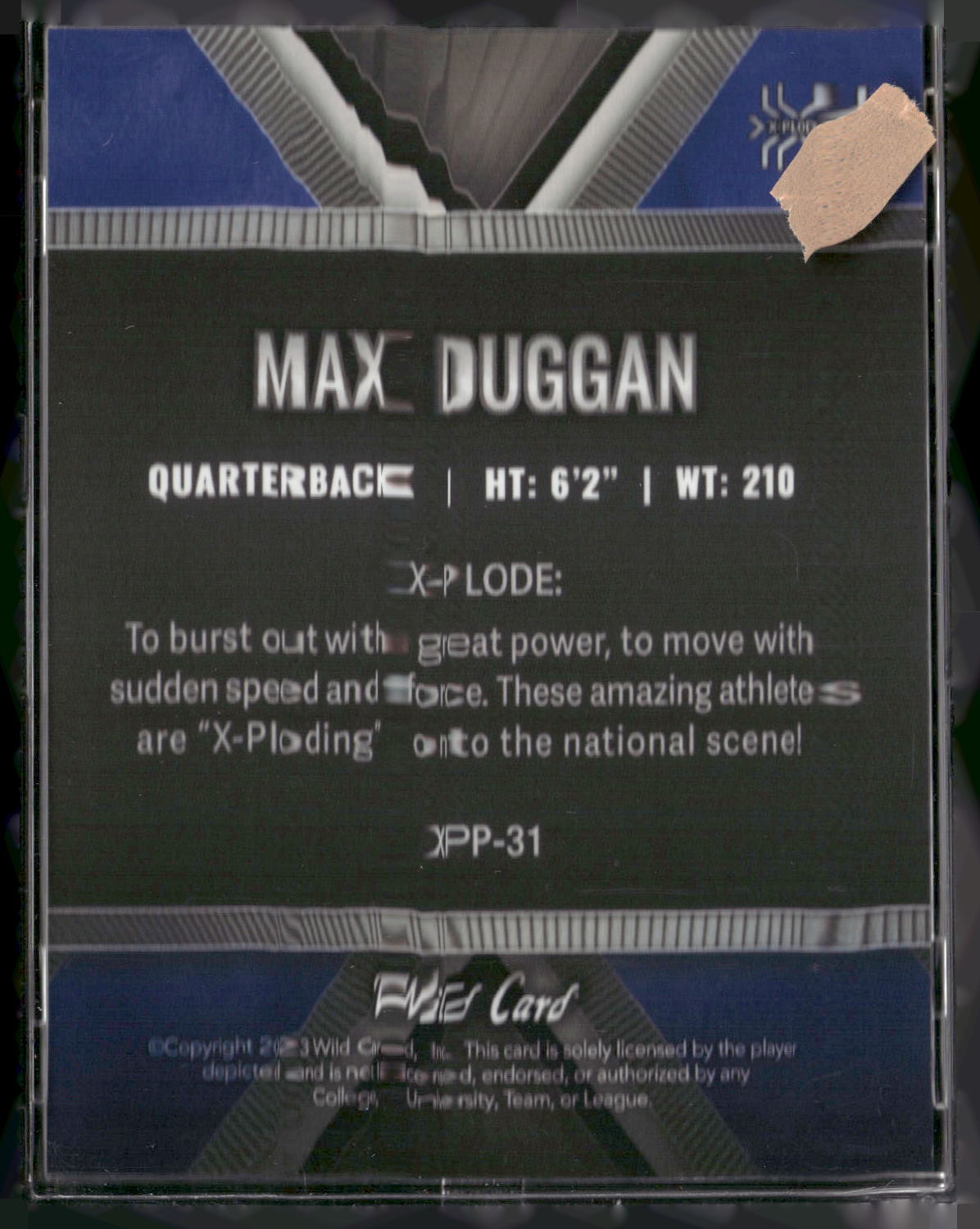 2023 Wild Card Matte - Xplode SP Silver/Blue #XPP-31 Max Duggan #/7