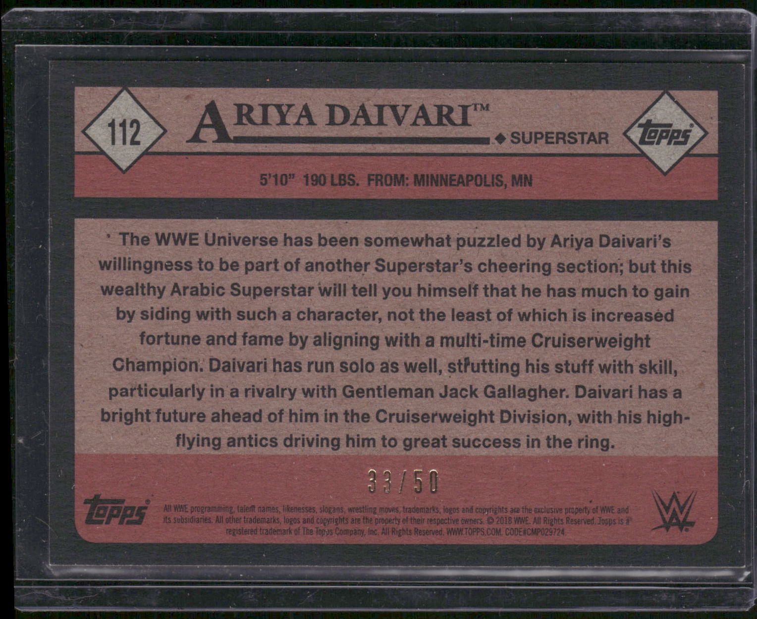 2018 Topps WWE Heritage #112 Ariya Daivari Blue #/50