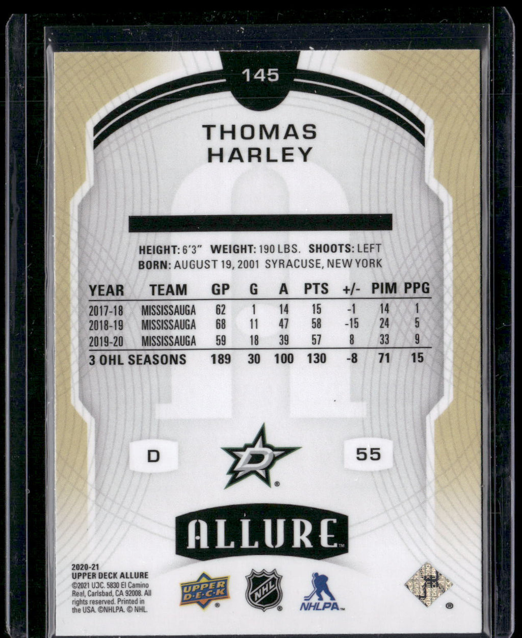 2020-21 Upper Deck Allure #145 Thomas Harley