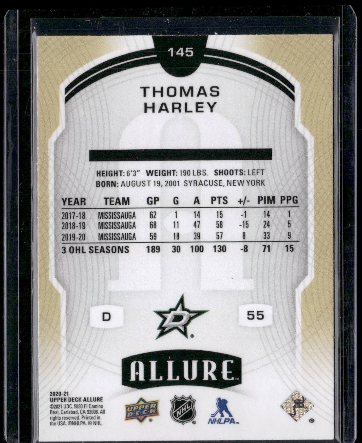 2020-21 Upper Deck Allure #145 Thomas Harley