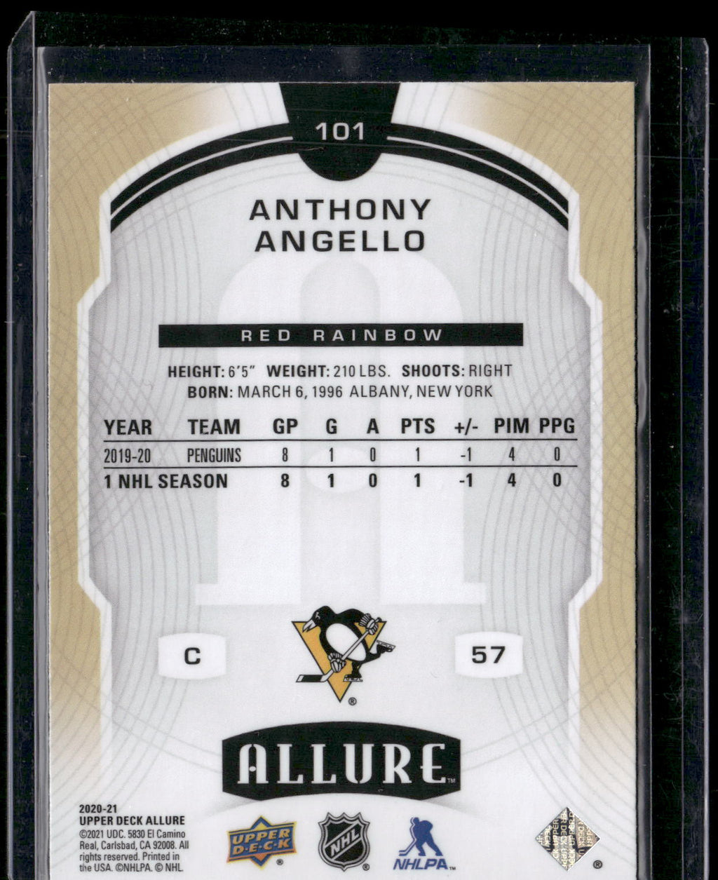 2020-21 Upper Deck Allure #101 Anthony Angello Red Rainbow