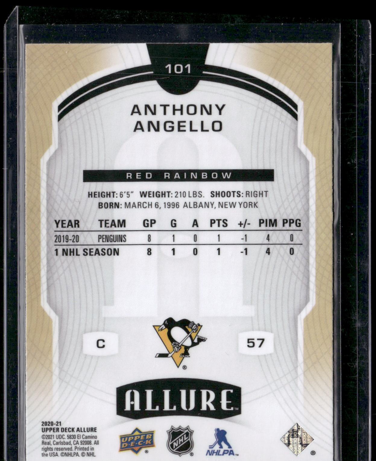 2020-21 Upper Deck Allure #101 Anthony Angello Red Rainbow