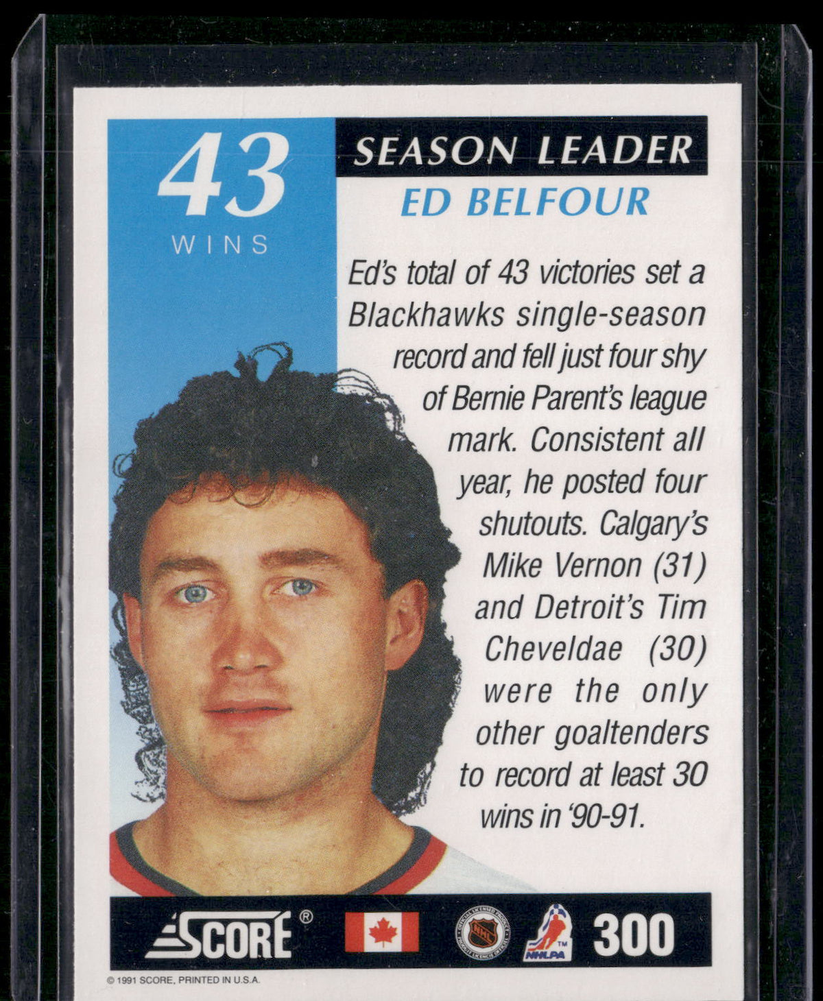 1991-92 Score Canadian English #300 Ed Belfour