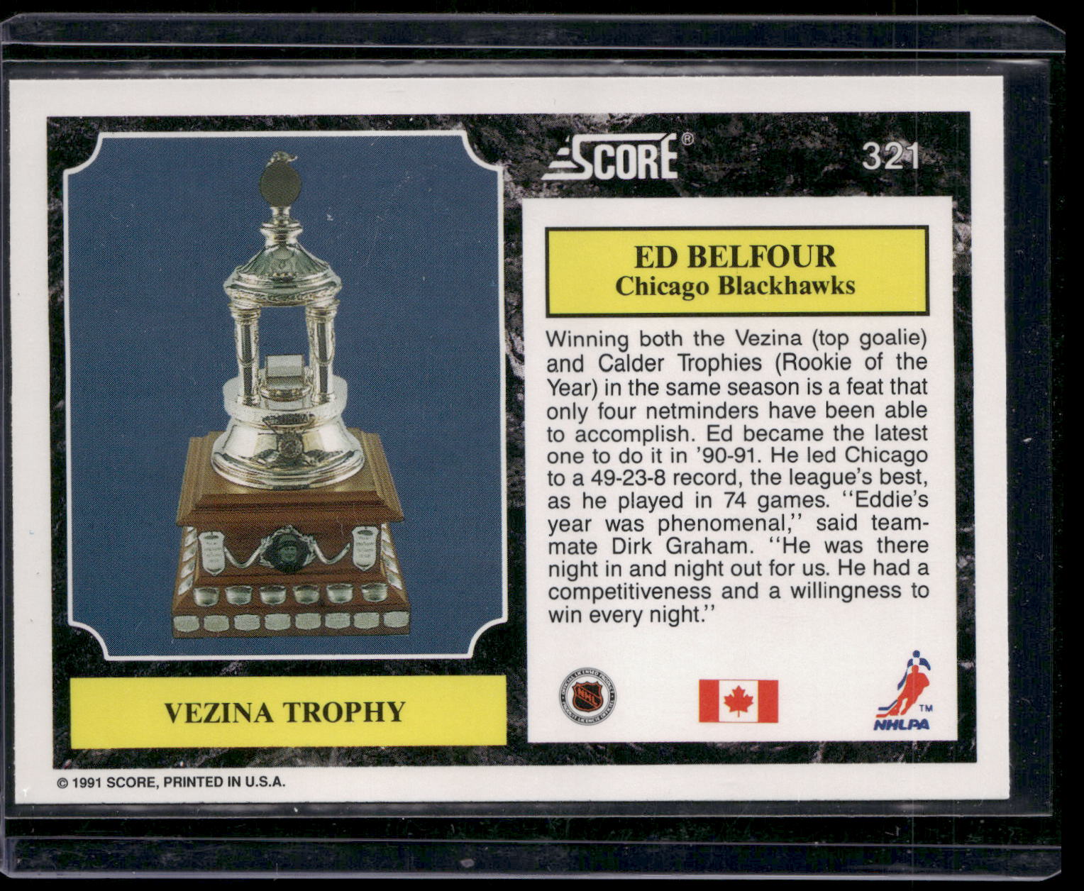 1991-92 Score Canadian English #321 Ed Belfour