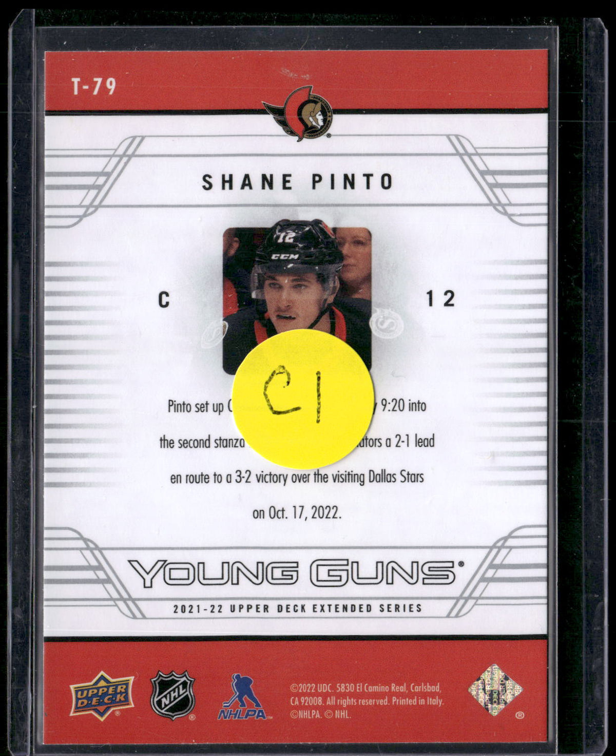 2021-22 Upper Deck #T-79 Shane Pinto 2006-07 Upper Deck Retro