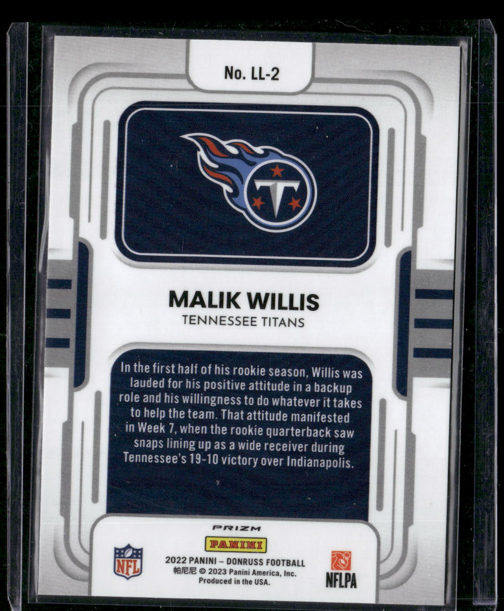 2022 Donruss Optic #LL-2 Malik Willis Legendary Logos