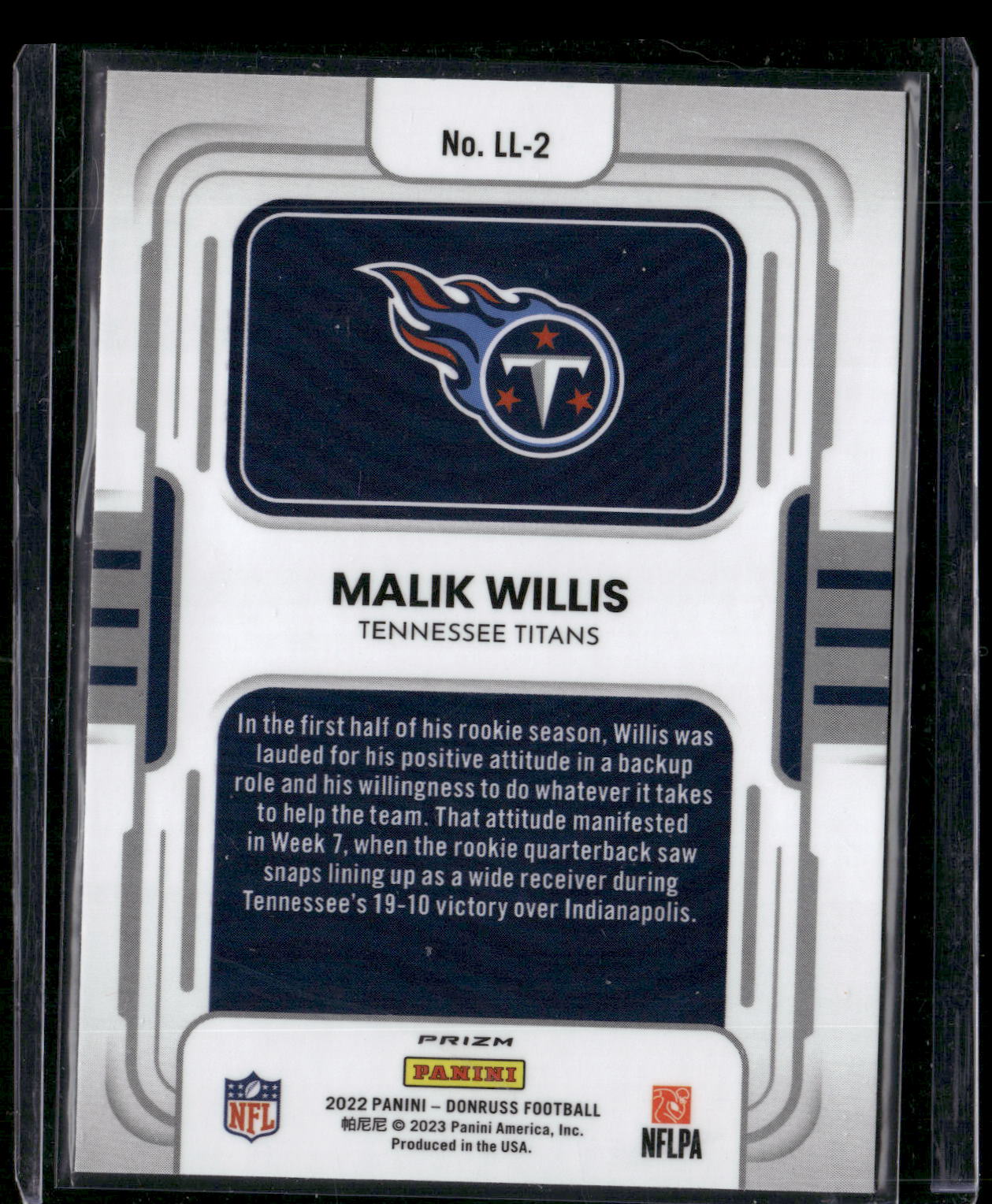 2022 Donruss Optic #LL-2 Malik Willis Legendary Logos