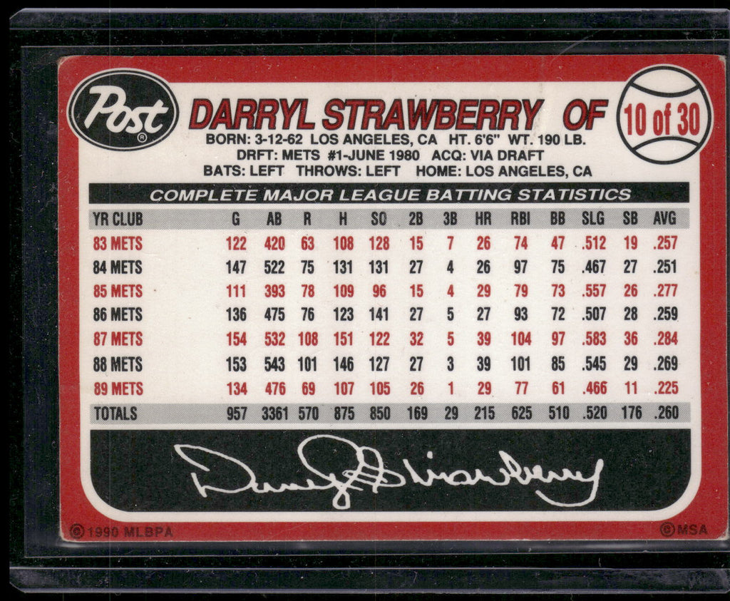 1990 Post #10 Darryl Strawberry