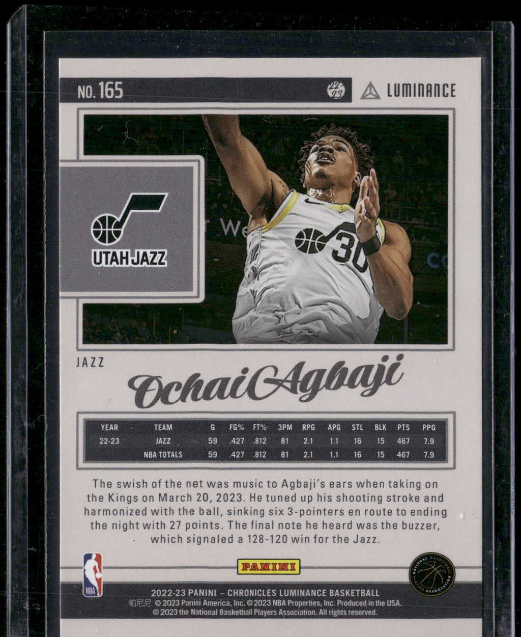 2022-23 Panini Chronicles #165 Ochai Agbaji Pink