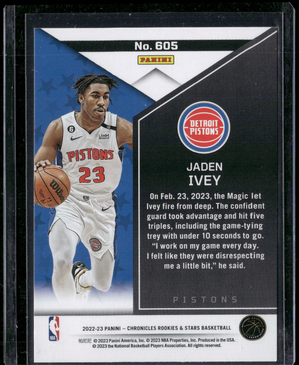 2022-23 Panini Chronicles #605 Jaden Ivey