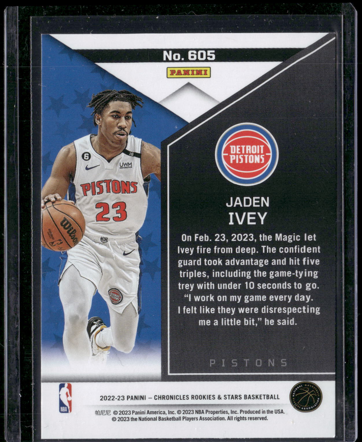2022-23 Panini Chronicles #605 Jaden Ivey