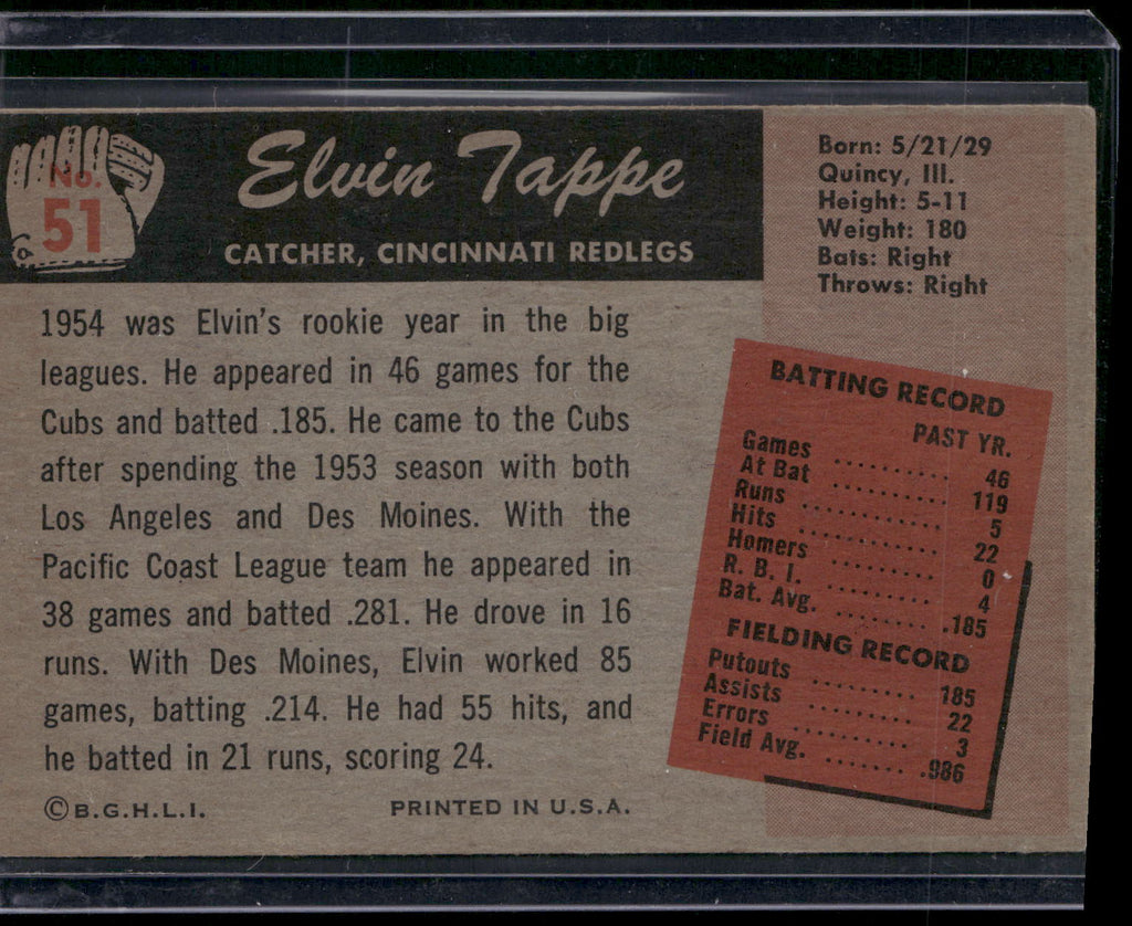 1955 Bowman #51 Elvin Tappe