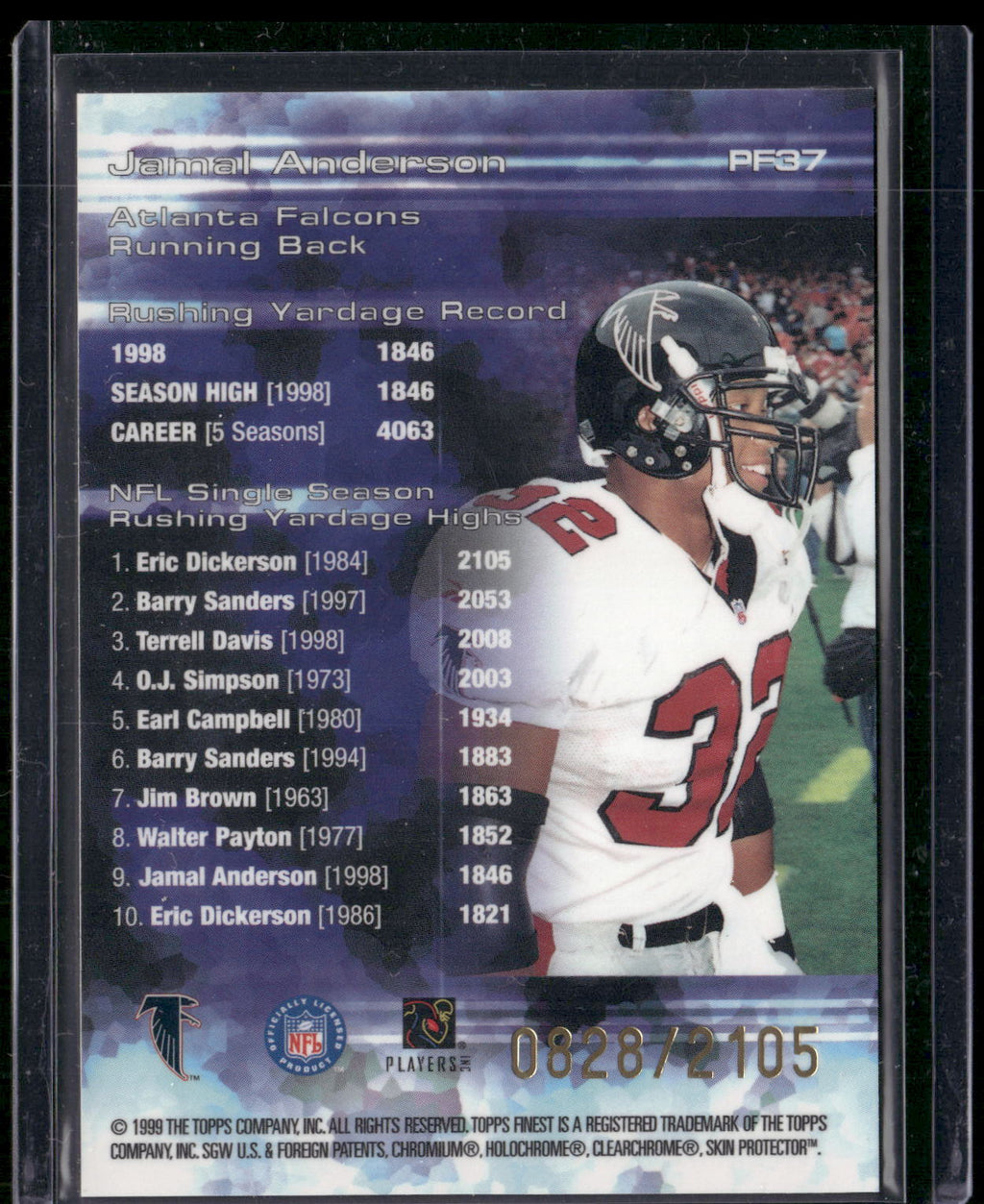 1999 Finest #PF37 Jamal Anderson Prominent Figures #/2105