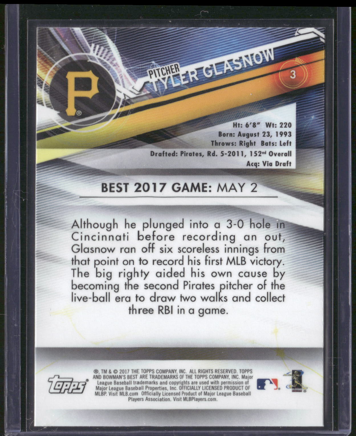 2017 Bowman's Best #3 Tyler Glasnow