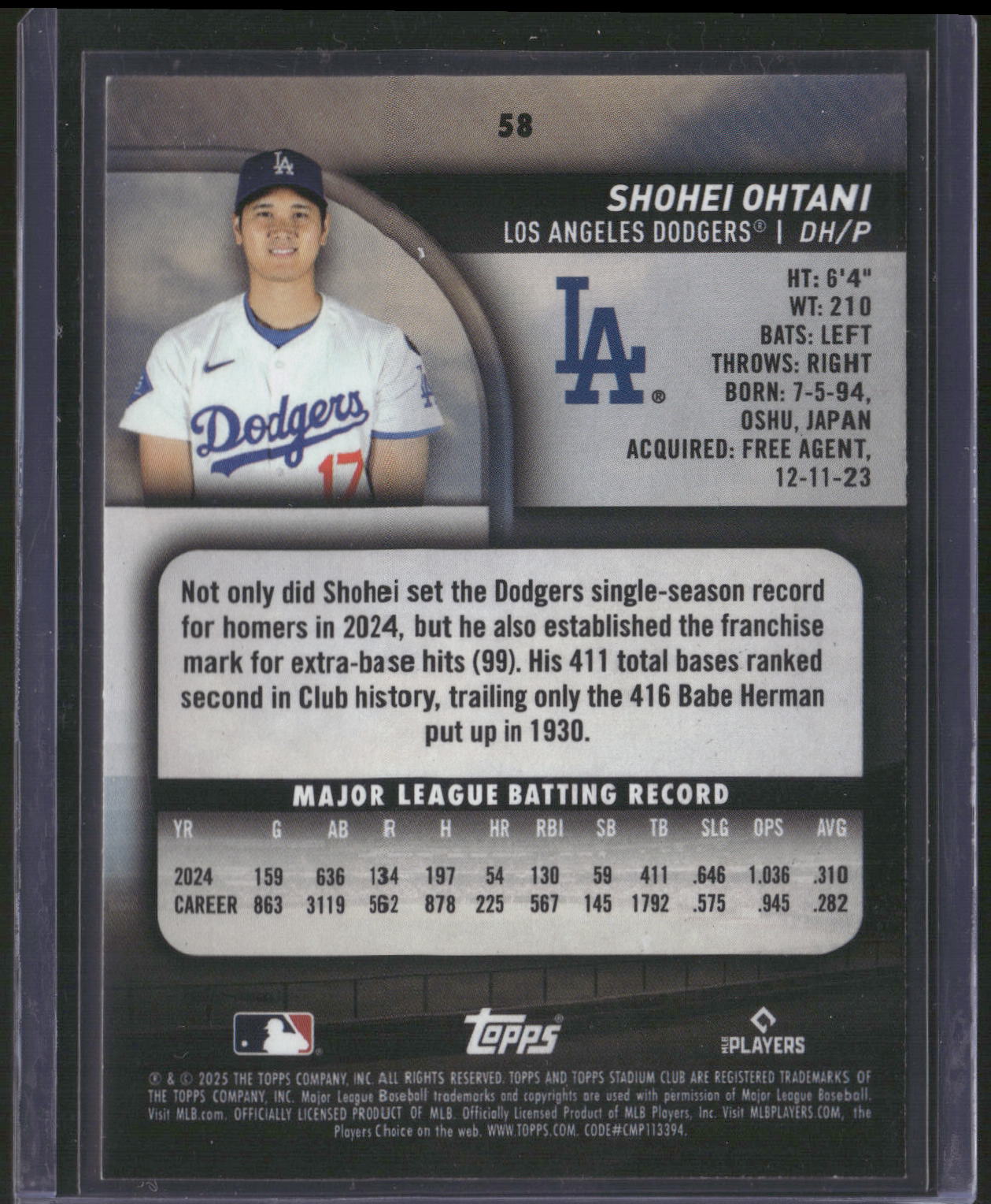 2025 Stadium Club #58 Shohei Ohtani Sepia
