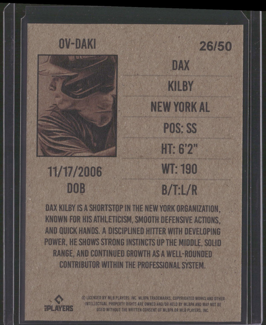 2025 Onyx Vintage Baseball Dax Kilby #117 Red & White /50