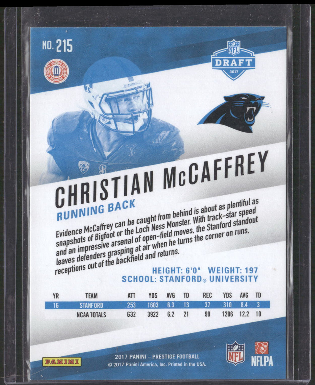 2017 Panini Prestige #215 Christian McCaffrey