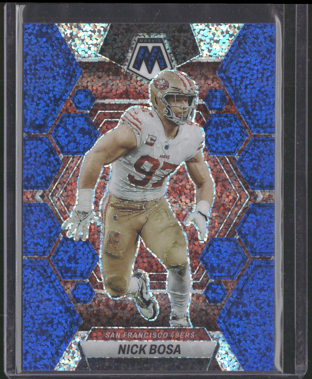 2023 Panini Mosaic #216 Nick Bosa Blue Sparkle #/96