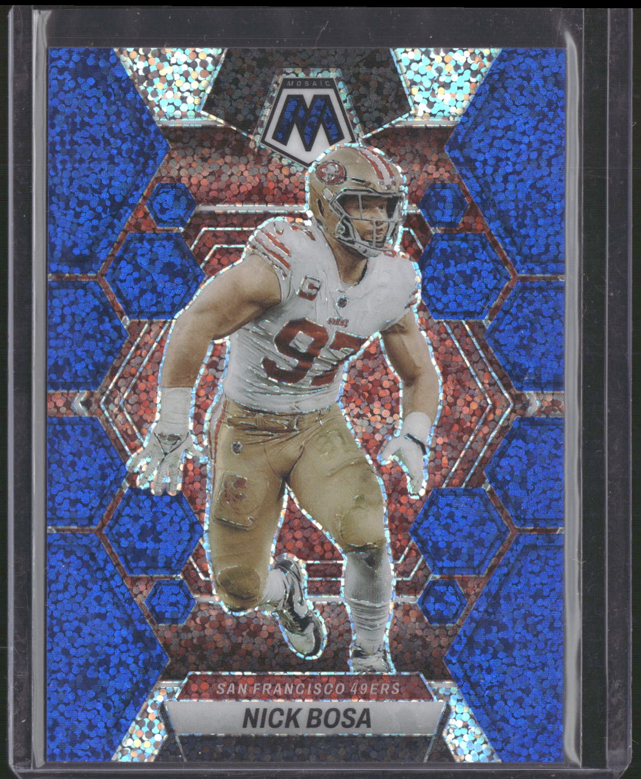 2023 Panini Mosaic #216 Nick Bosa Blue Sparkle #/96