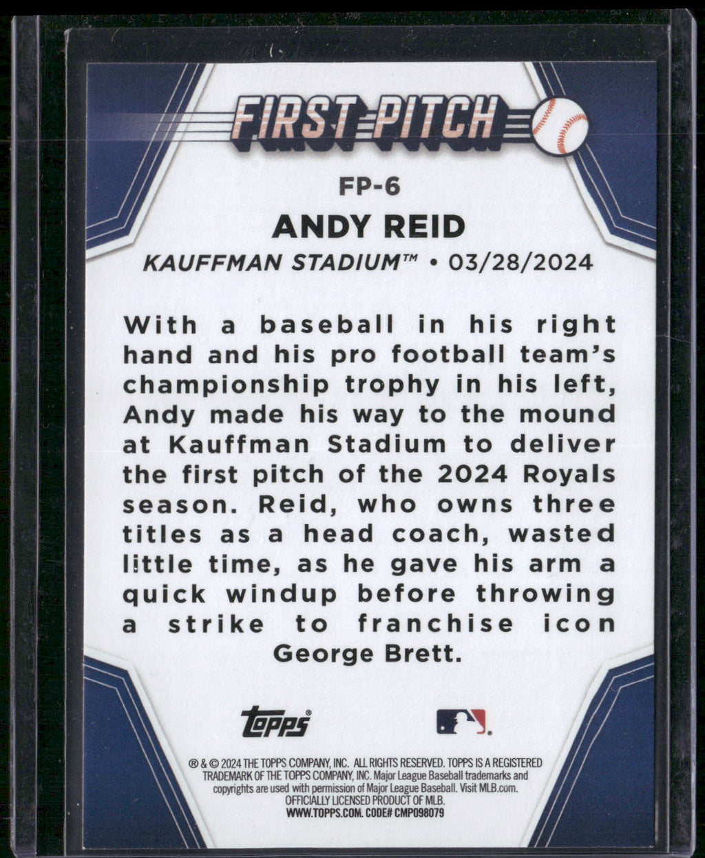 2024 Topps Update #FP-6 Andy Reid First Pitch