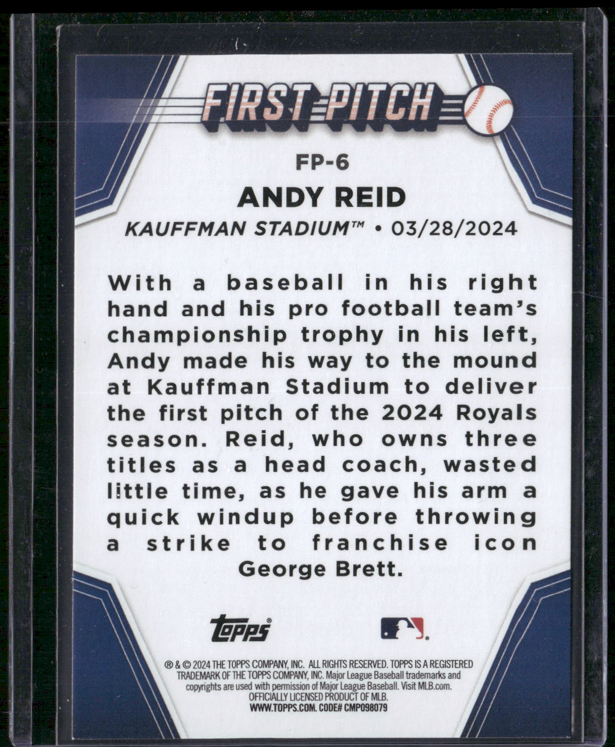 2024 Topps Update #FP-6 Andy Reid First Pitch