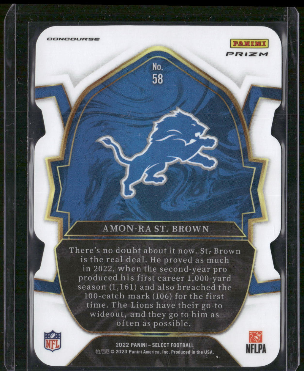 2022 Panini Select #58 Amon-Ra St. Brown Green and Yellow Prizm Die Cut