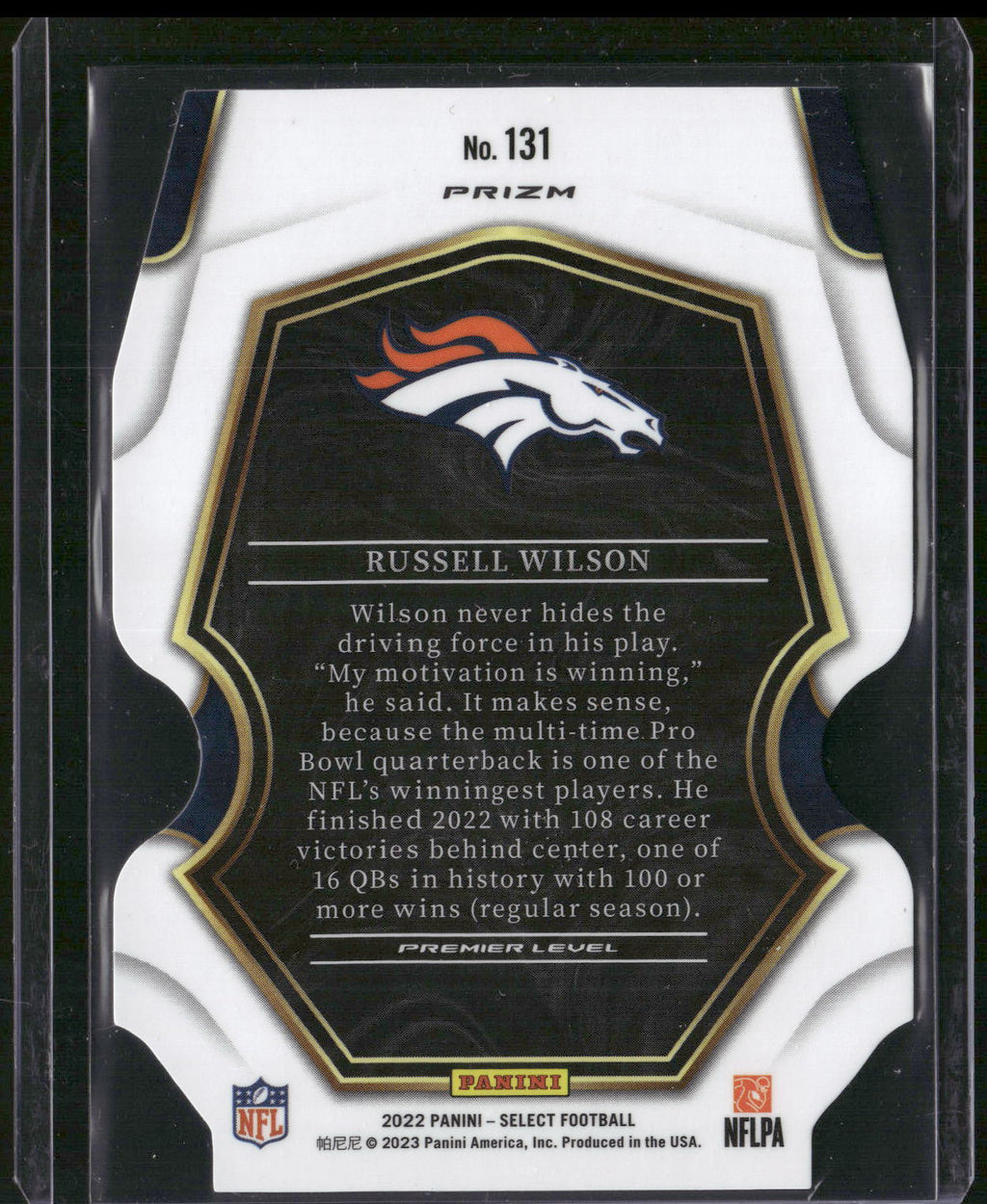 2022 Panini Select #131 Russell Wilson Green and Yellow Prizm Die Cut