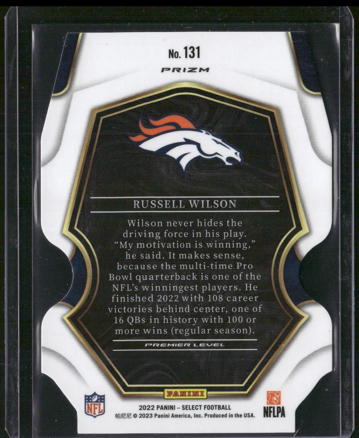 2022 Panini Select #131 Russell Wilson Green and Yellow Prizm Die Cut