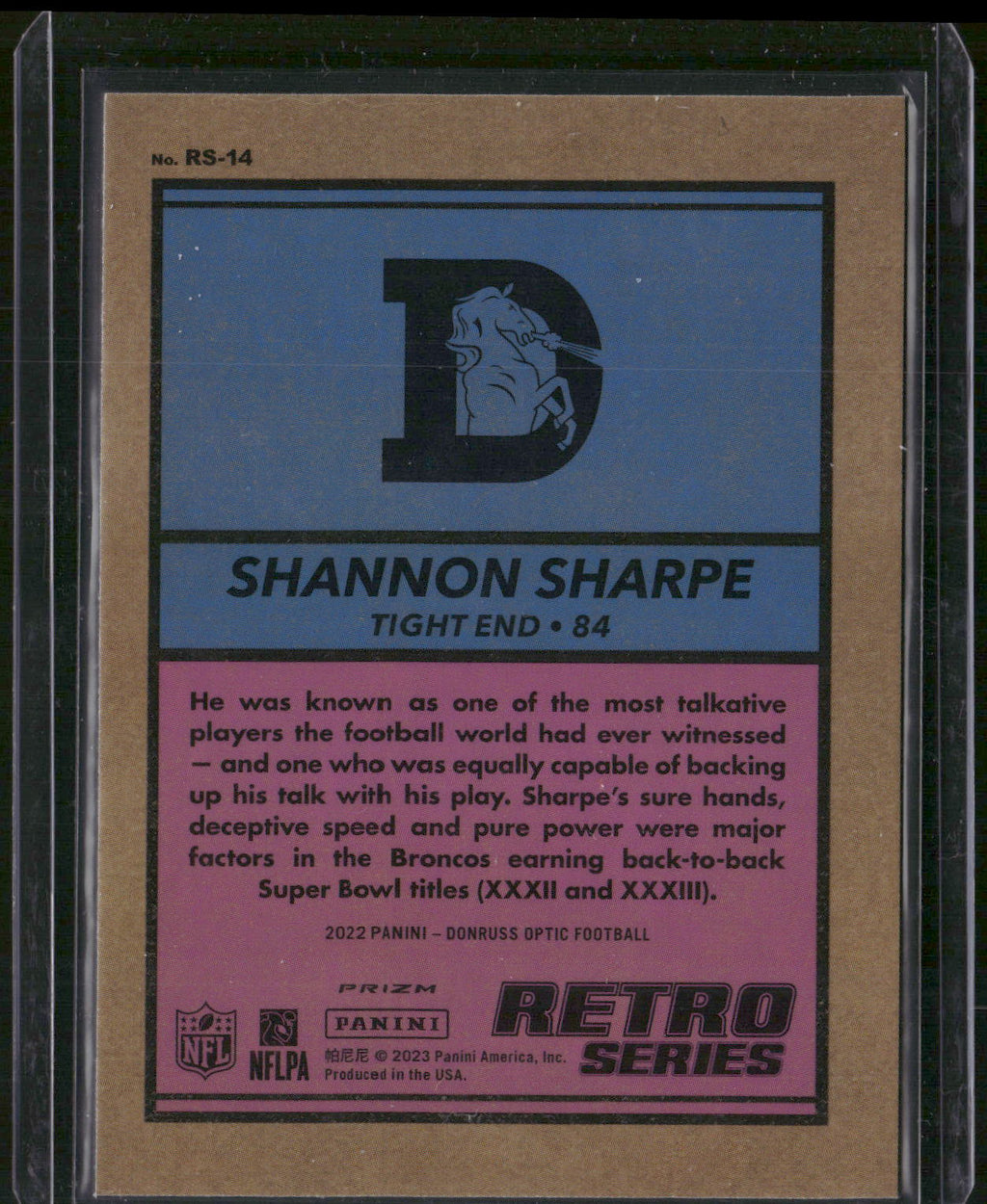 2022 Donruss Optic #RS-14 Shannon Sharpe Retro Series