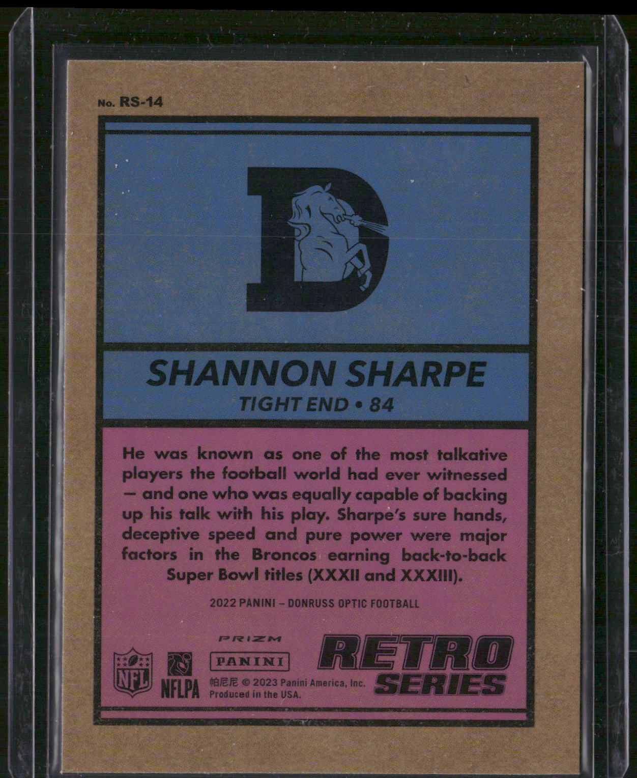2022 Donruss Optic #RS-14 Shannon Sharpe Retro Series