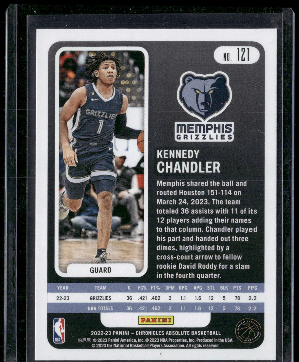 2022-23 Panini Chronicles #121 Kennedy Chandler