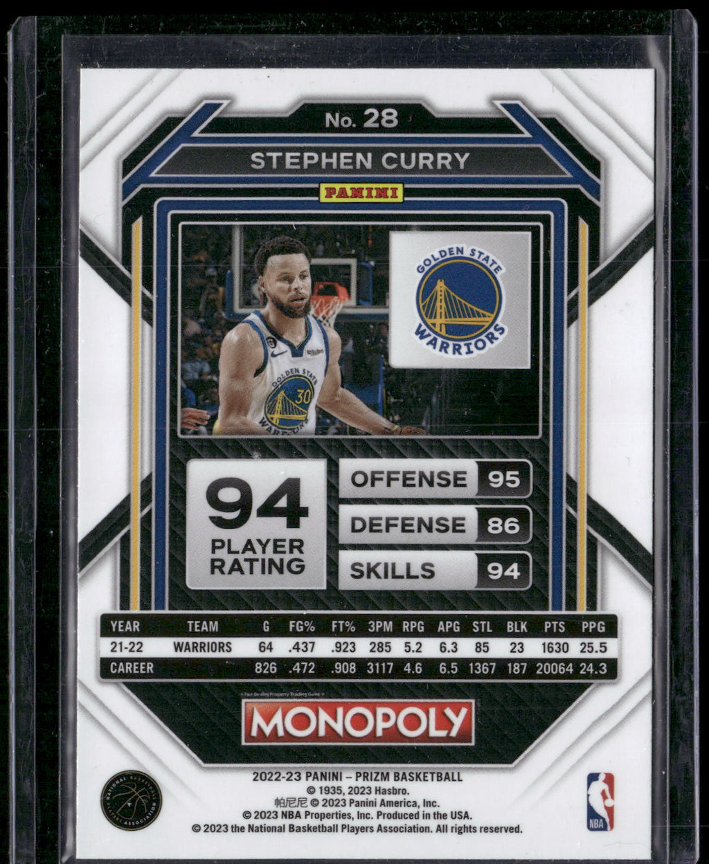 2022-23 Panini Prizm Monopoly #28 Stephen Curry