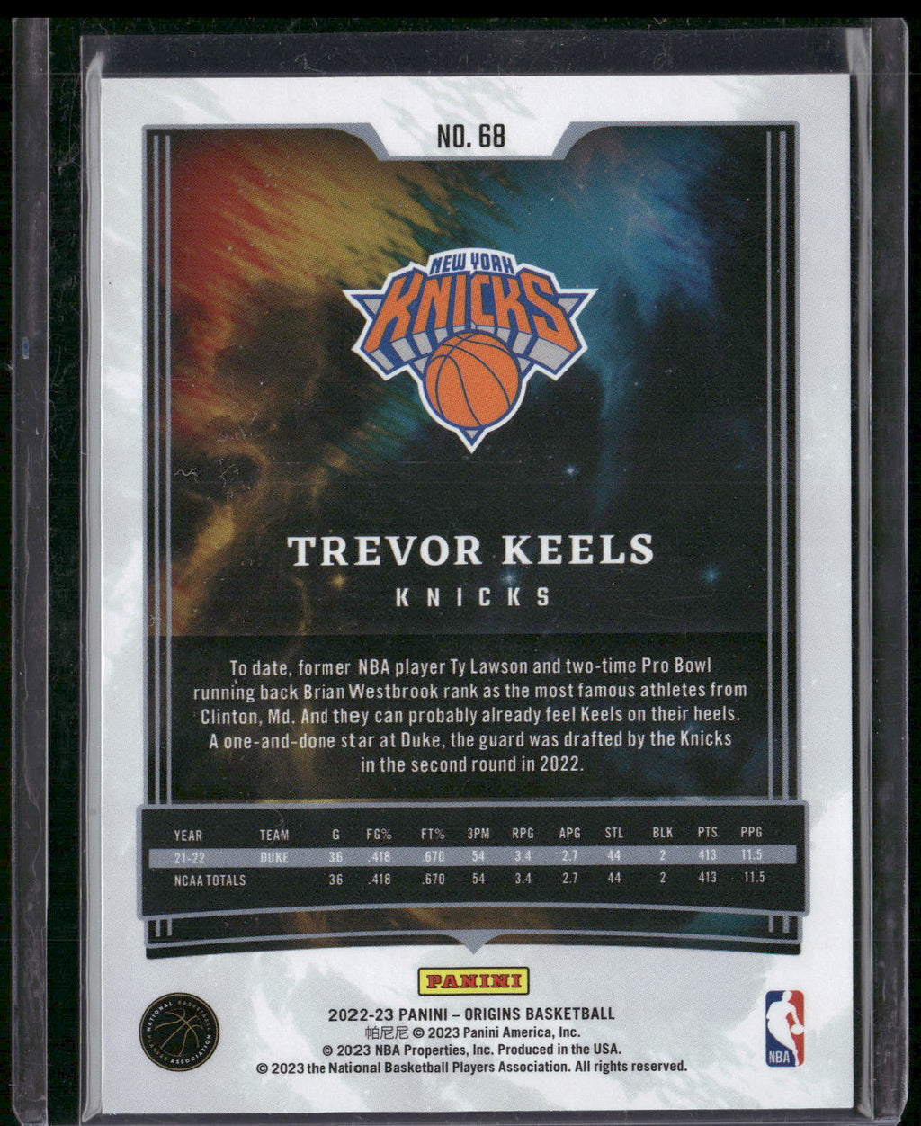 2022-23 Panini Origins #68 Trevor Keels