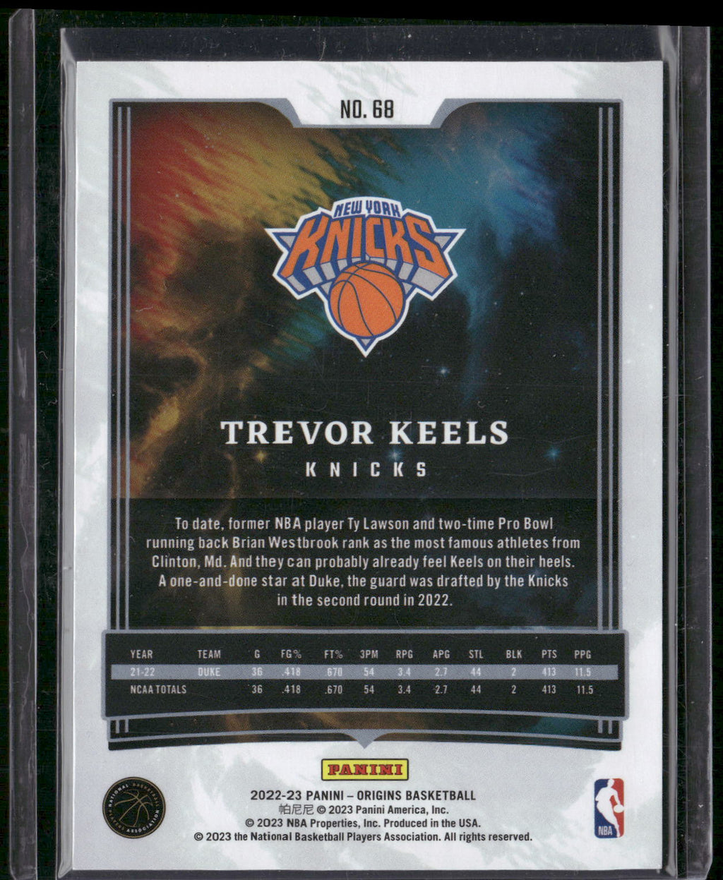 2022-23 Panini Origins #68 Trevor Keels