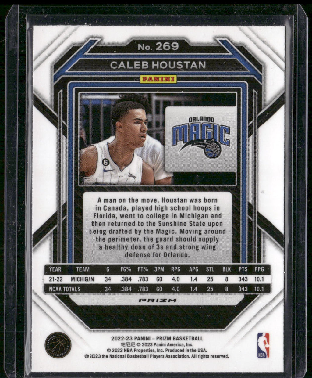 2022-23 Panini Prizm #269 Caleb Houstan Prizms Ice