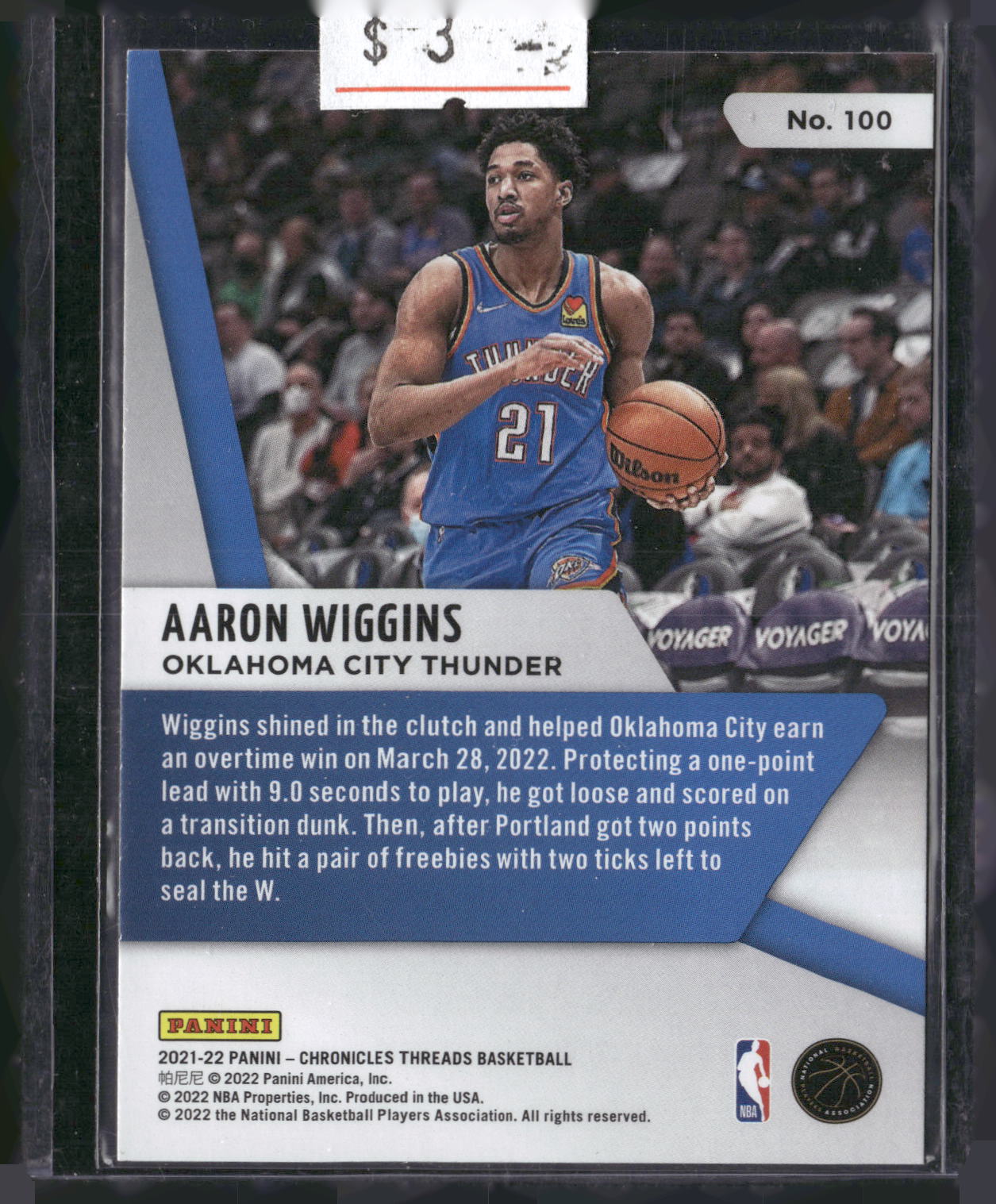 2021-22 Panini Chronicles #100 Aaron Wiggins